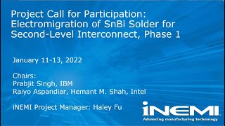 Call-for-Participation: Electromigration of SnBi Solder for Second-Level Interconnect Project