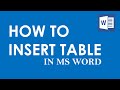 How to insert table, Draw table, Edit table in MS Word  l  MS Tutorial