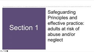 Adults Section 1 – recorded webinar
