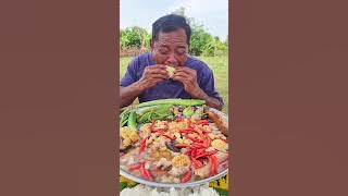 7447840283863174430   Yummy Crispy Vegetables With Fish Steam Recipe in my countryside food #mukbang