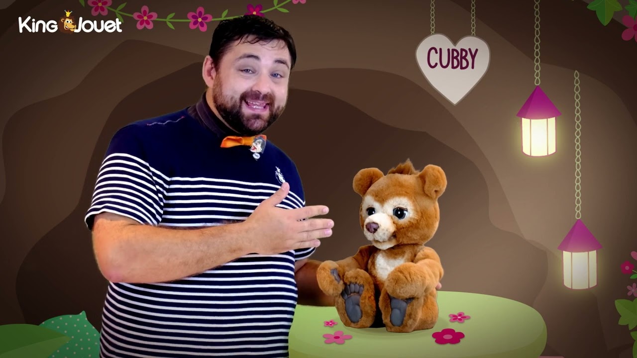 Jouet interactif en peluche Cubby, le curieux ours multicolore