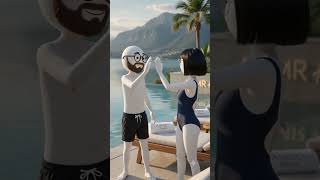 🏊 Stickman & Stickgirl's Luxury Morning Swimming Routine | Relaxing Pool ASMR in 4K #shorts #asmr