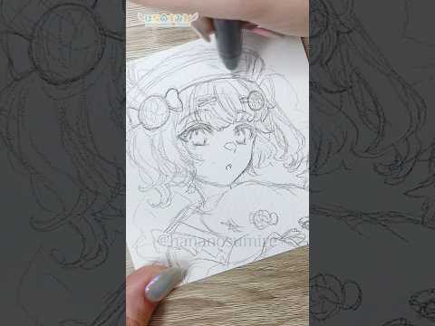 🐬ふわふわツインテール水兵さんの線画を描くメイキング🎨🦜#Shorts  #illustration