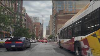 Driving: Baltimore Street (Red Light District) to I-83 North - Baltimore, MD - 4K