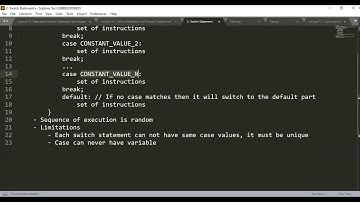 Lecture 14 - Switch Statement and Ternary Operators