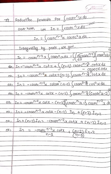 Integration of cos^n x dx by using reduction formula | Easy method to ...