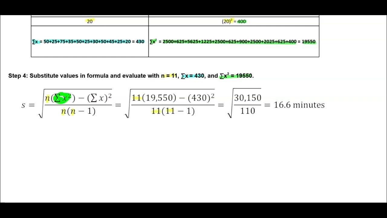 Math 14 3.2 Example 3 Calculating a Sample Standard Deviation using