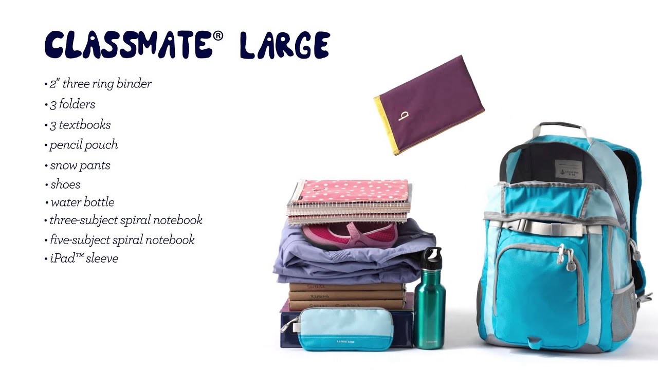 Lands' End® ClassMate Large Backpack — What it fits. YouTube
