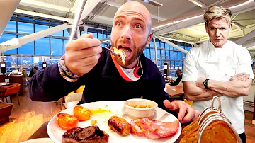 Eating ENGLISH BREAKFAST at Gordon Ramsay's PLANE FOOD Restaurant in Heathrow!! London, UK