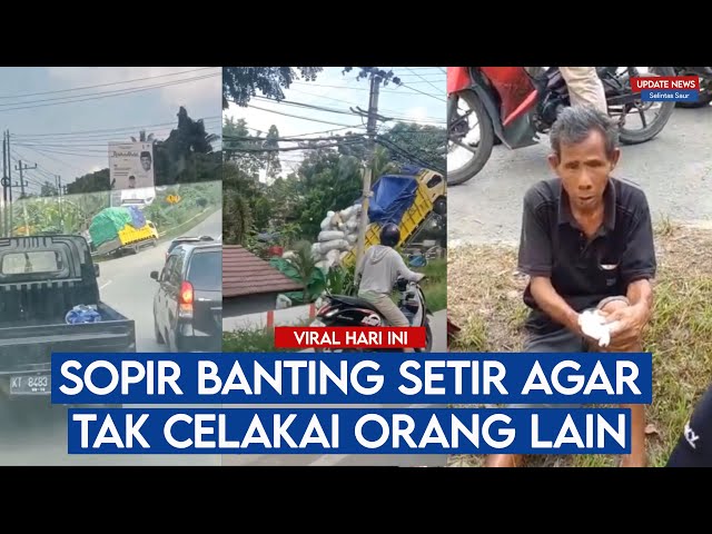 Detik-detik Truk Muatan 8 Ton Gagal Nanjak Berakhir Terjungkal class=