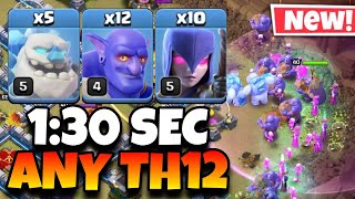 Th12 Ice Golem Bowler Witch Attack With Bat Spell | Best Th12 Attack Strategy in Clash of Clans🔥