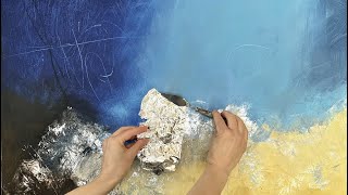 3 🤩 Favourite works EASY abstract painting techniques - aluminium foil gluing, mixed media