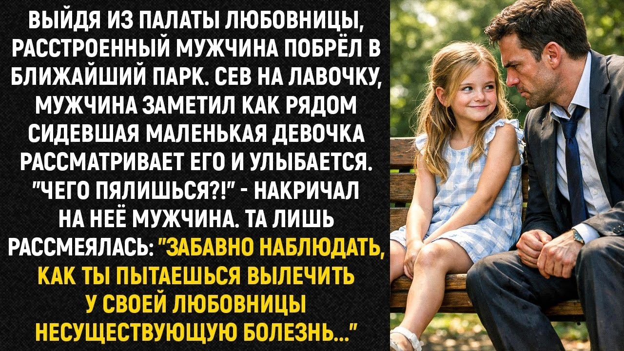 Выйдя из палаты любовницы,  расстроенный мужчина побрёл в ближайший парк  Сев на лавочку