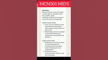 MCM301 midterm exam 2025#vu