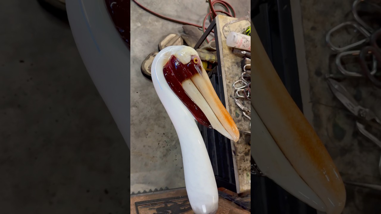 Do you think he looks suspicious?! A glass pelican final look!