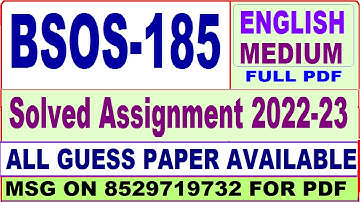 bsos 185 solved assignment 2022-23 / bsos 185 solved assignment in English / ignou bag solved
