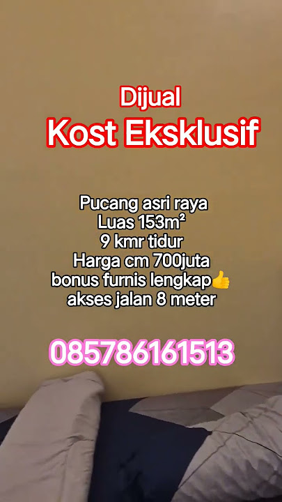 Kos exclusive pucang asri raya luas 153m² 9 kmr tidur Harga cm 700juta bonus furnis lengkap 👍