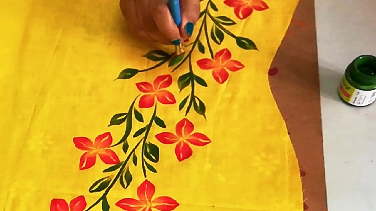 DIY : Free Hand Painted Panel Design on Kurti / Sarees / Tops ...