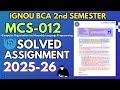 MCS-012 Solved Assignment July-25/Jan-26 | IGNOU BCA (2nd Sem) Assignment Solutions (2025-2026)