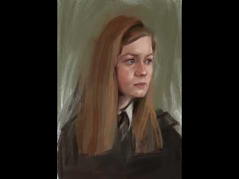 Процесс портрета Джини Уизли из фильма "Гарри Поттер" - YouTube