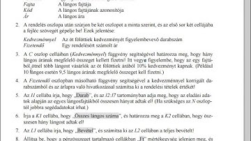 Informatika érettségi közép szint - 2014. május (magyar nyelvű) táblázatkezelés