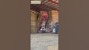 Loading and Unloading machine of wheat straw bundles #chinessmachine #farmequipment #farming #auto