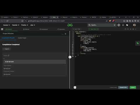 Delete Middle Element of a Stack | GFG | C++ Code | Only Solution | No Voice