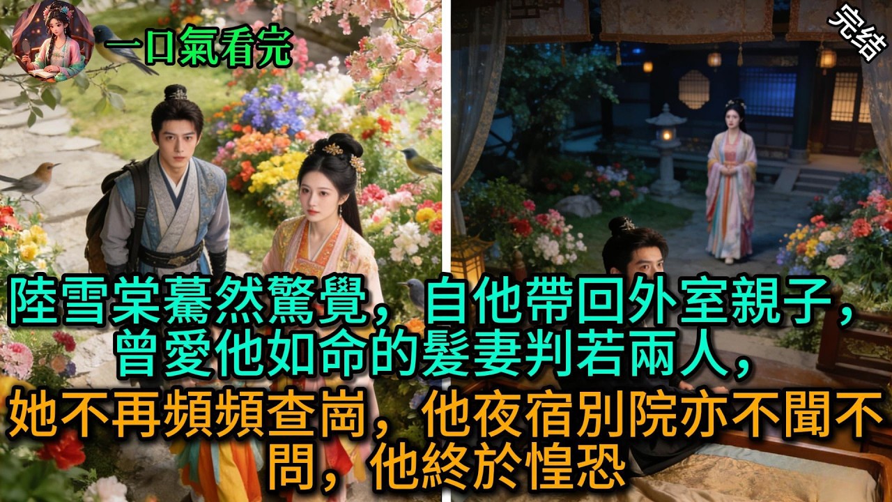 【原創已完結】陸雪棠驀然驚覺，自他帶回外室親子，曾愛他如命的髮妻判若兩人，她不再頻頻查崗，他夜宿別院亦不聞不問，他終於惶恐