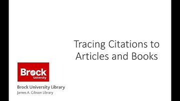 Tracing Citations to Articles and Books