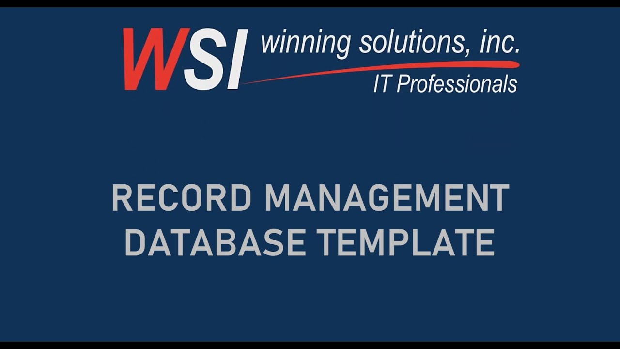Record Management Database WSI Record Management Database Template - YouTube