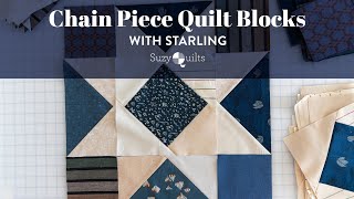 Chain Piece Quilt Blocks with Starling