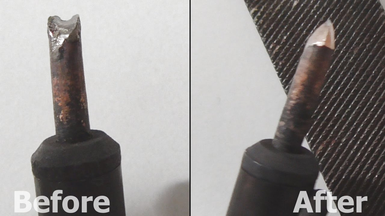 Soldering iron tip sharpening (File) YouTube