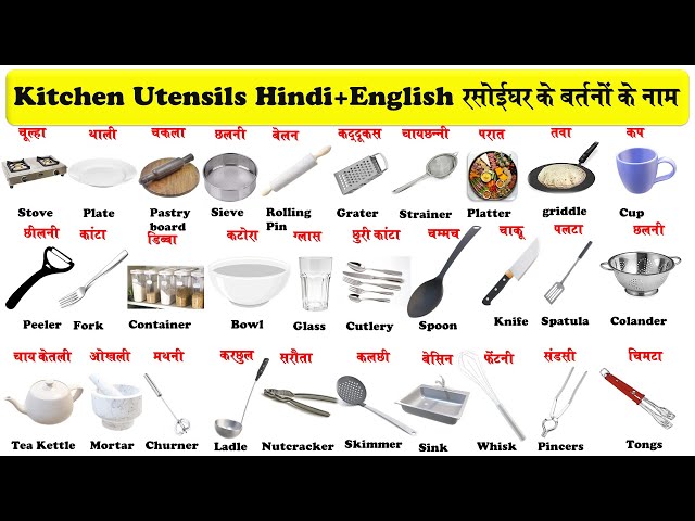 Kitchen Utensils Name In Hindi