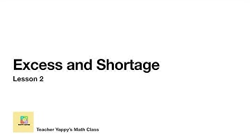 Yappy Maths - Excess and Shortage (Lesson 2)