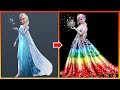 Frozen: Elsa Anna Frozen Turn Into Rainbow Princesses - Disney Princesses Transformation