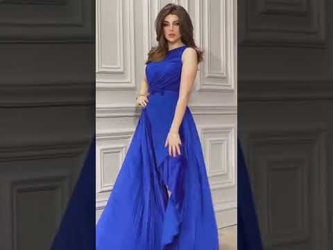 فستان سهرة طويل نيلي