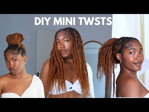 Easy Mini Twists Protective Style on Natural Hair | kinky Human Hair Extension 🥰