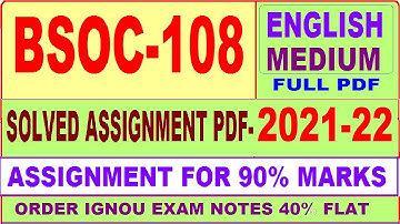 bsoc 108 solved assignment 2021-22 / bsoc 108 solved assignment in English / ignou bsoc 108
