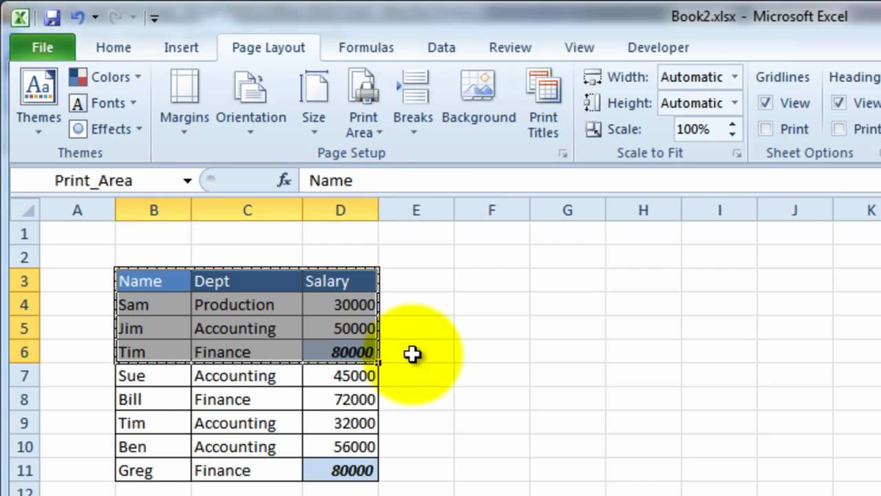 How To Select Printable Area In Excel