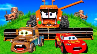 Lightning McQueen and MATER vs FRANK Pixar cars  in  BeamNG.drive