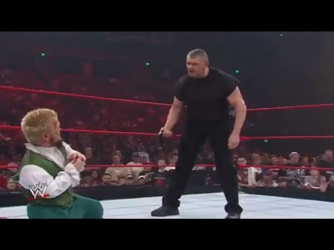 8 confrontations with troll wrestler Hornswoggle in WWE Giants vs Junior