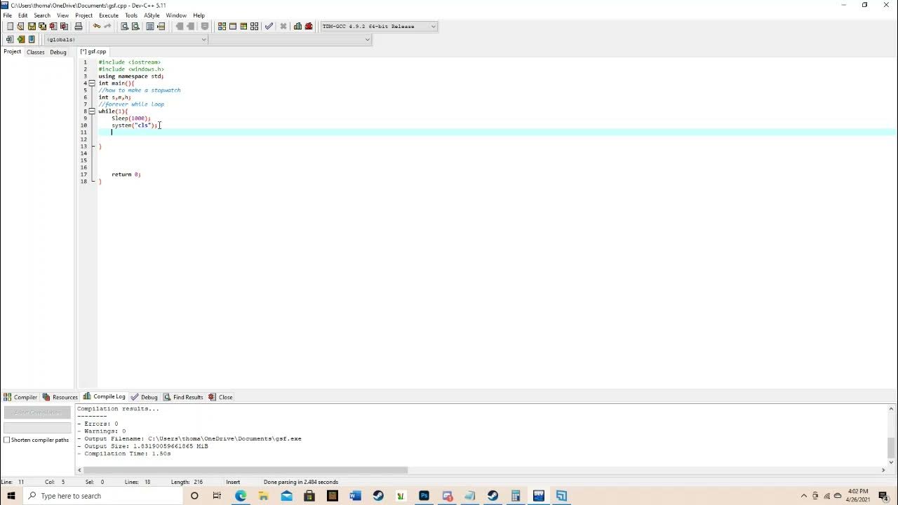 how to make a stopwatch using C++ hours, minutes, and seconds YouTube