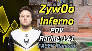 ZywOo Inferno POV Rating:1.41 | FACEIT Ranked | Apr 17, 2024 | #cs2 #demo