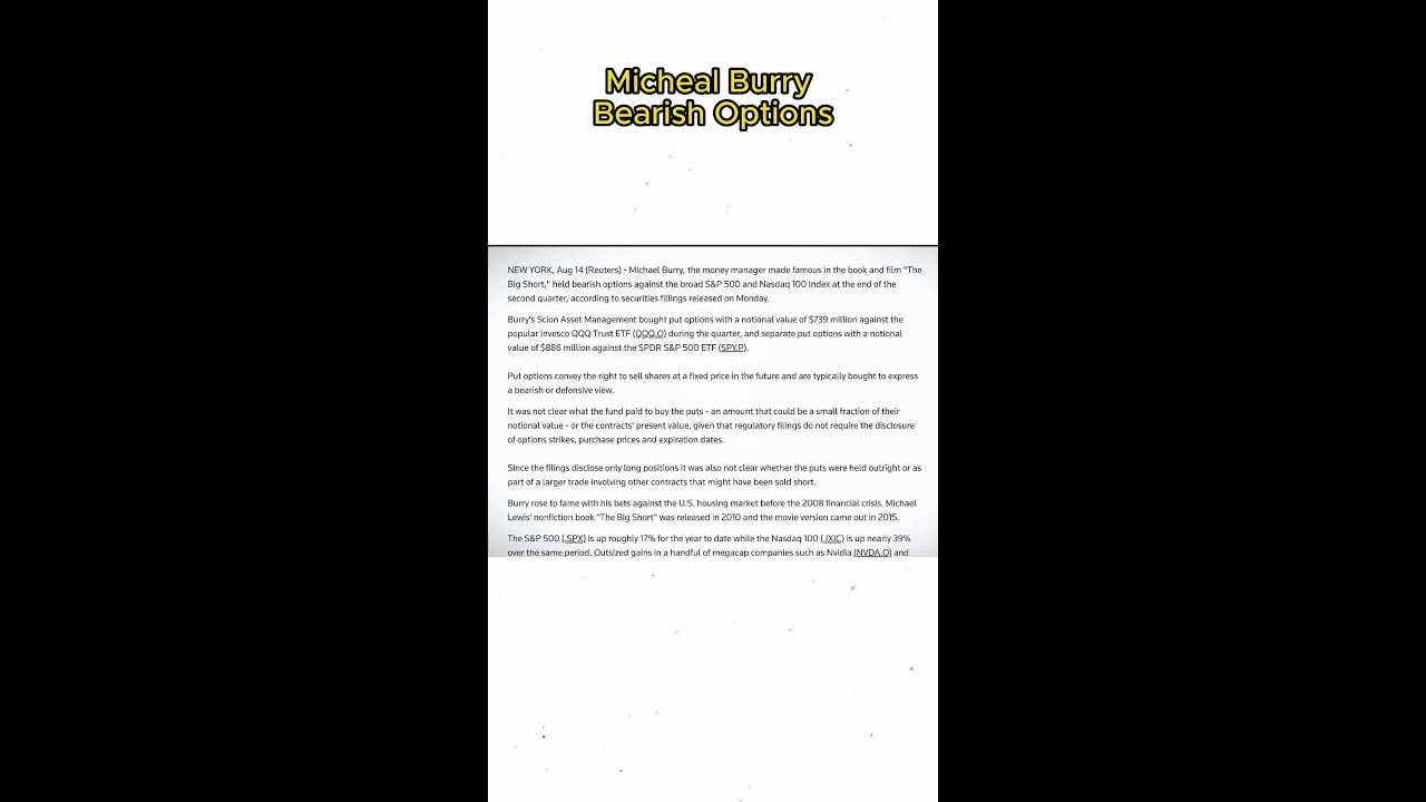 Michael Burry Bearish Options