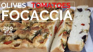 Focaccia bread recipe - bread with olives, tomatoes - طريقه سهله لعمل خبز الفوكاتشا مع الزعتر