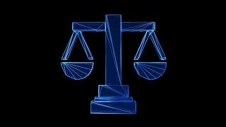 Justice Icon Blue Low Poly Rotating | 4K Black Background | Stock Footage | Seamless Loop Video