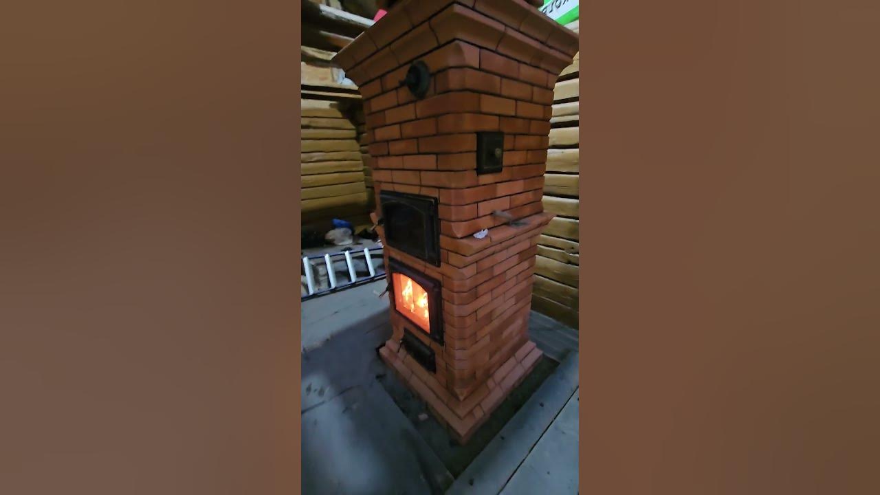 Печь камин со стеклянной дверью - YouTube
