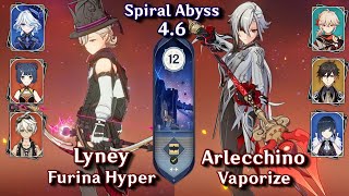 C0 Arlecchino Vaporize & C0 Lyney Furina Hyper | Spiral Abyss 4.6 - Floor 12 9 Star | Genshin Impact