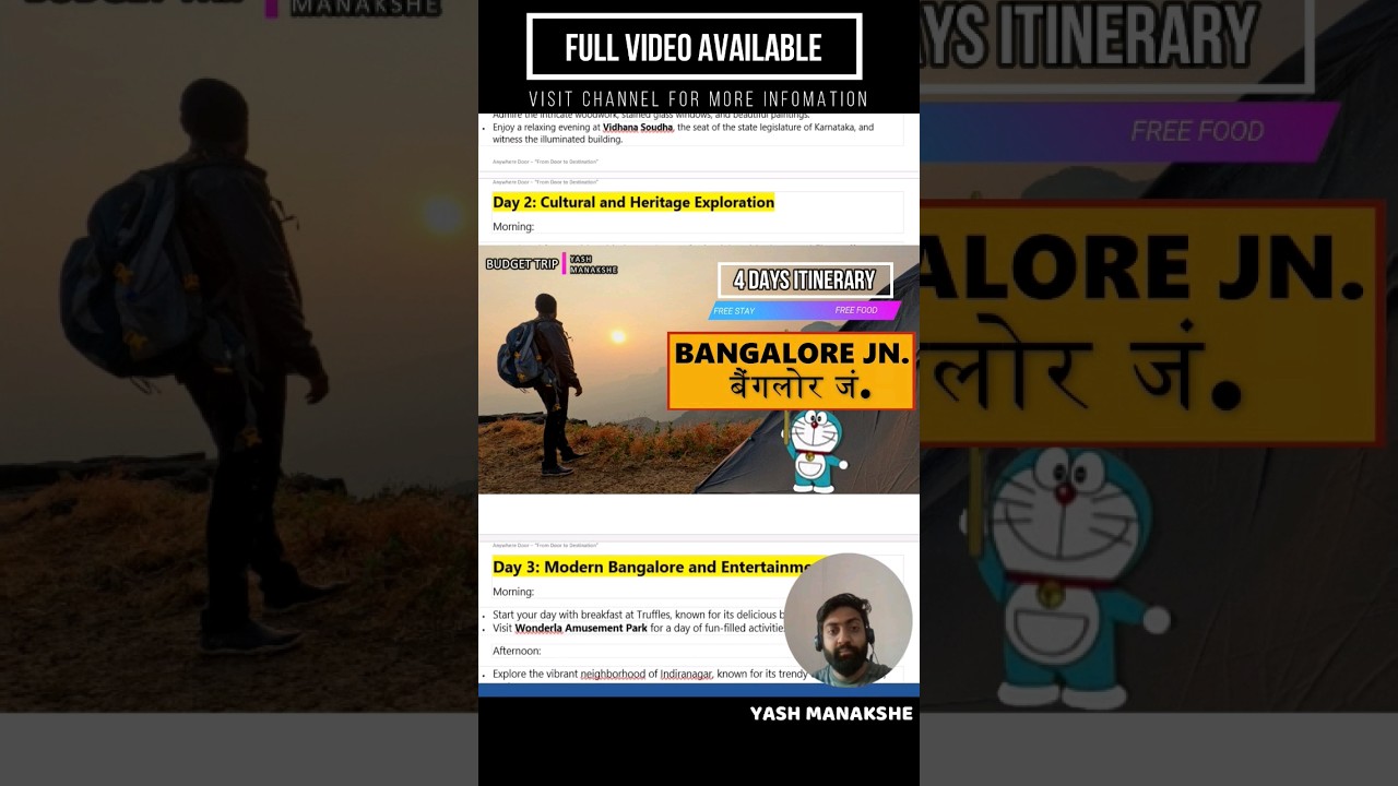 Bangalore Itinerary – Free stay, Free food || Budget tour guide – PDF format