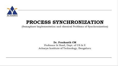 Process Synchronization   4   Dr  Prashanth CM